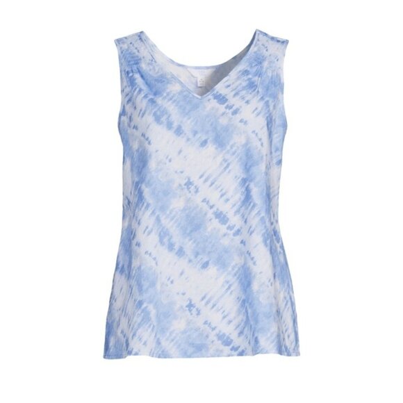 Time and Tru Womens Small 4-6 Blue Paradise Linen V-Neck Tank Top NWT - Picture 7 of 7